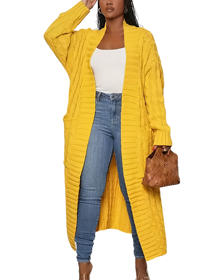 Liora | Dame åben strikcardigan i ensfarvet design med lommer