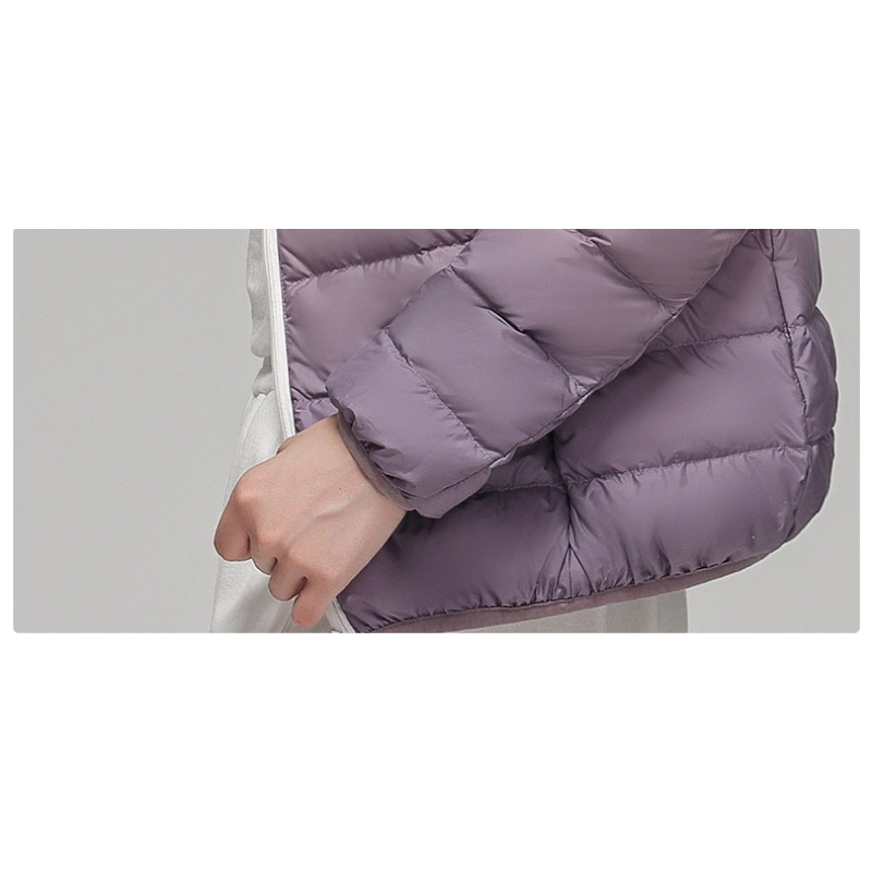 Eliara | Kvindernes Quilted Dunjakke med Ståkrave og Fuldt Lynlås i Stribet Stikmønster