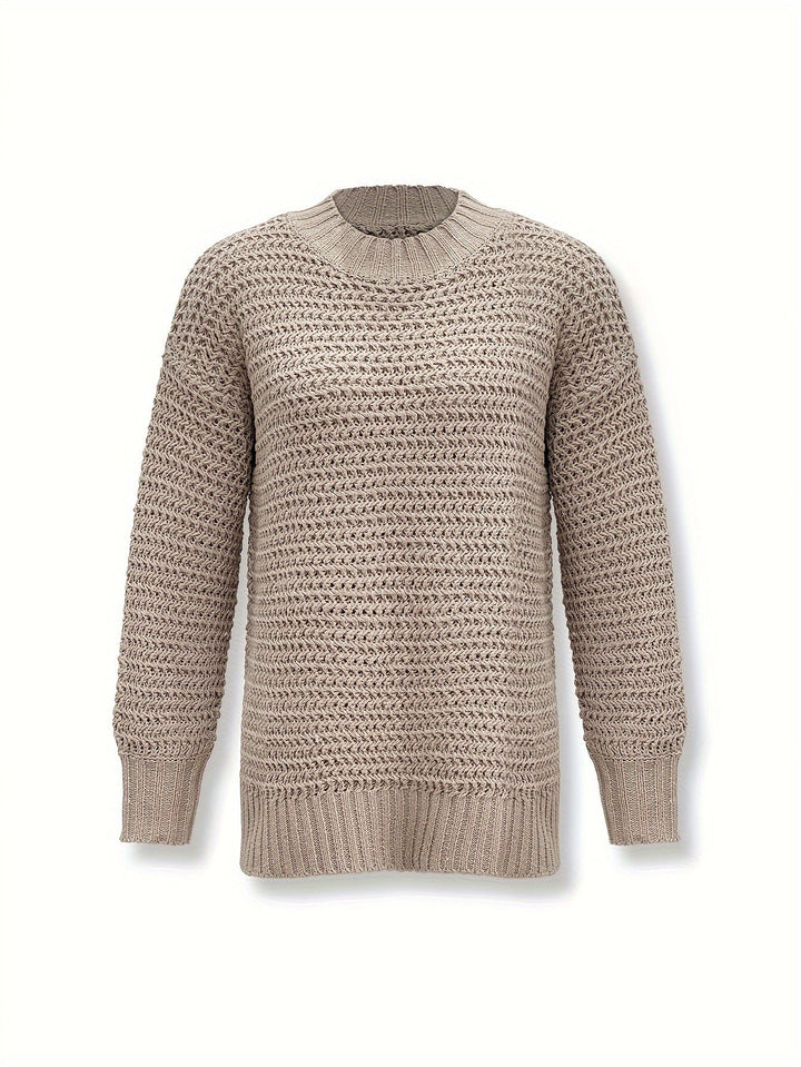 Rollina - Afslappet ensfarvet rullekrave sweater med lang ryg til kvinder | Ideel til efterår/vinter
