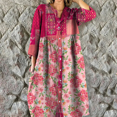 Marel - Vintage-kjole med blomstermønster