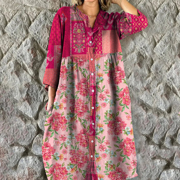 Marel - Vintage-kjole med blomstermønster