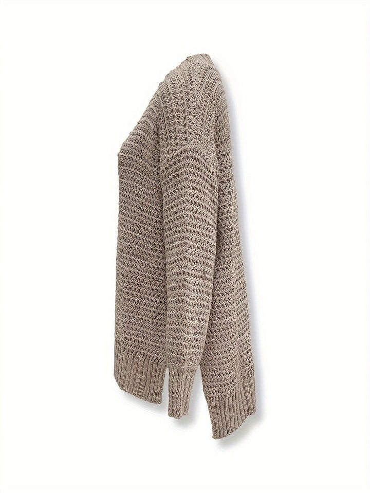 Rollina - Afslappet ensfarvet rullekrave sweater med lang ryg til kvinder | Ideel til efterår/vinter