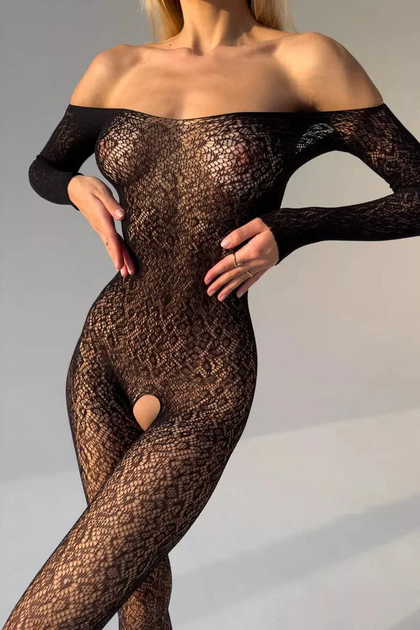 Inara Crotchless Bodystocking – Lingerie corporelle en dentelle transparente pour femme