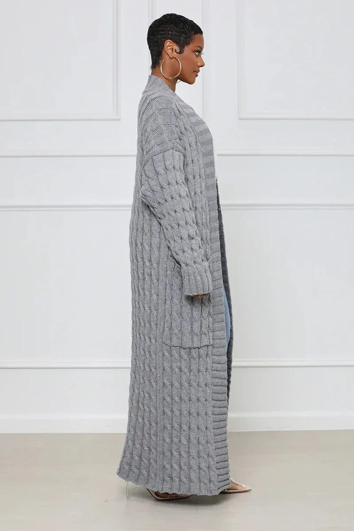 Liora | Dame åben strikcardigan i ensfarvet design med lommer