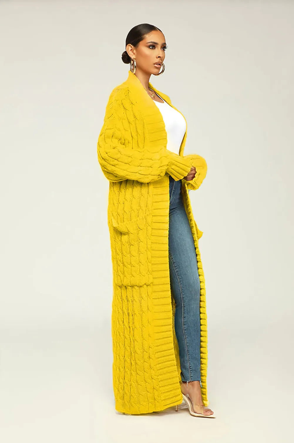 Liora | Dame åben strikcardigan i ensfarvet design med lommer