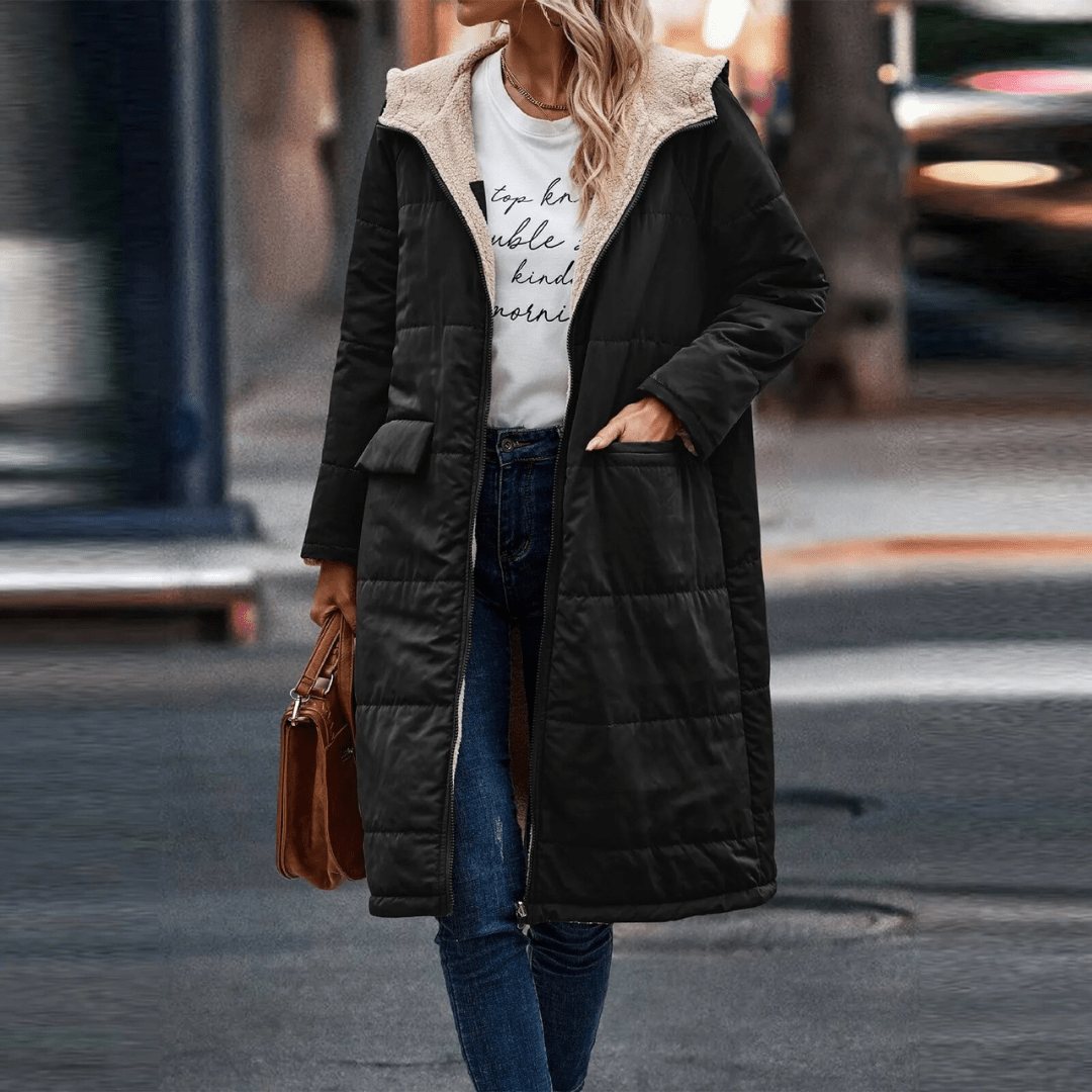 Dame Varm Fleece Parka – Vandafvisende – Med Hood