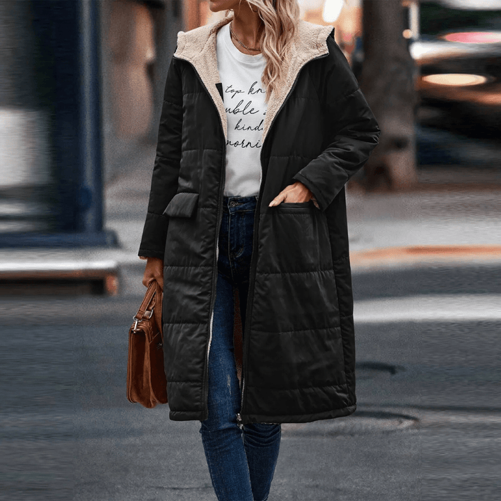 Dame Varm Fleece Parka – Vandafvisende – Med Hood