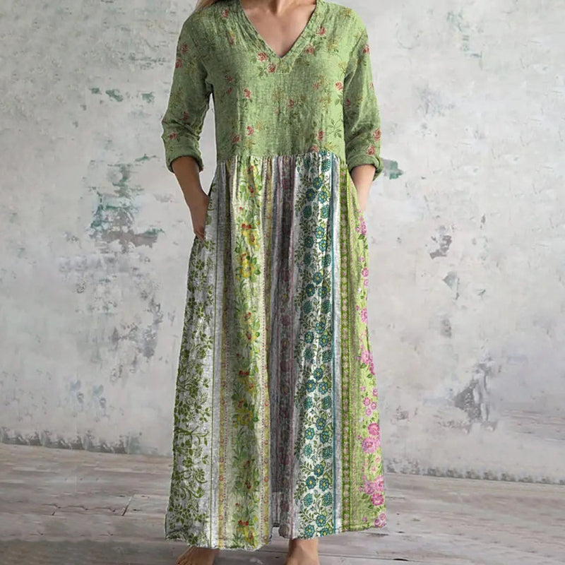 Lianne - Vintagekjole med blomstermønster